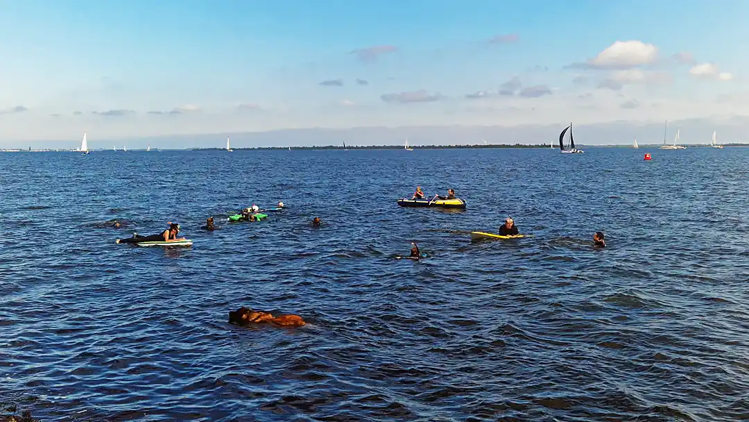 Snorkelaar in een iets minder typischse snorkeloutfit